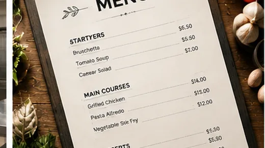 Cafe menu planning