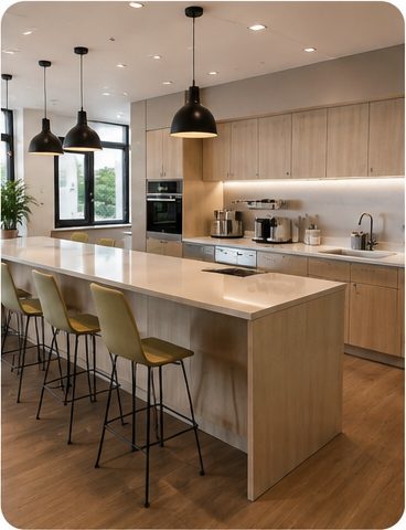 Corporate cafeteria kitchen