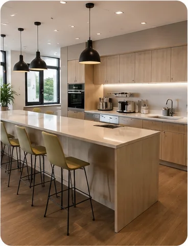 Corporate kitchen and cafeteria
