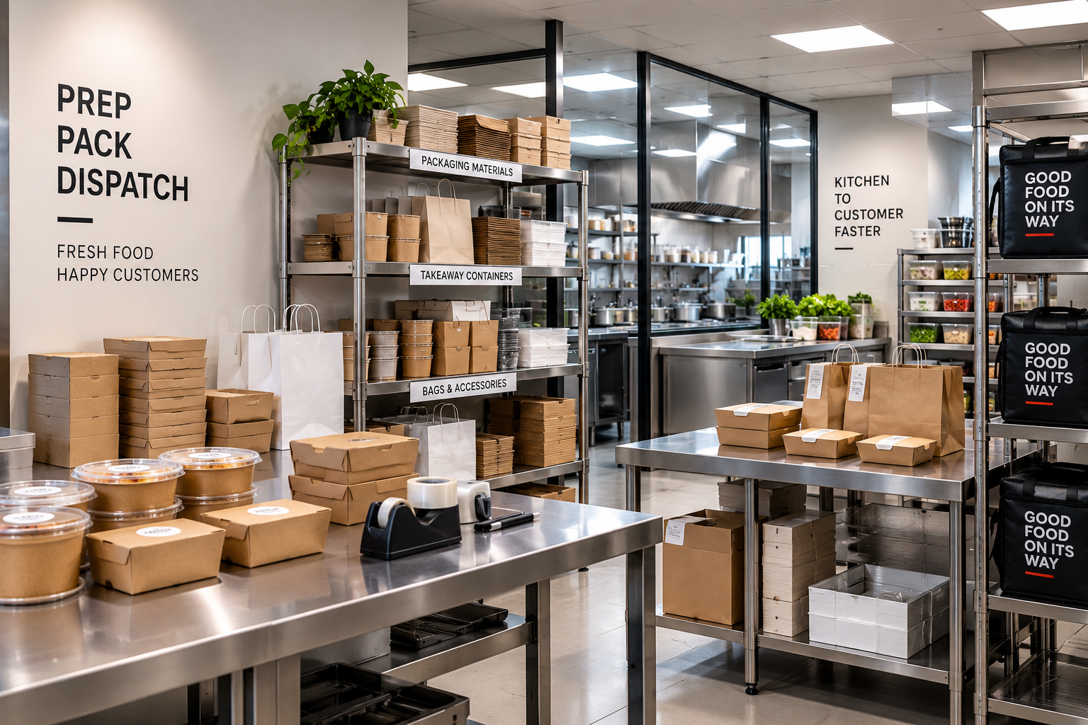Cloud kitchen packing and dispatch area planning
